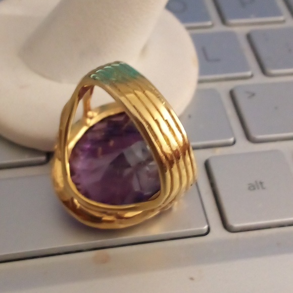 Gorgeous 40ct natural African unenhanced amethyst cocktail ring Size 8.25 💜 - Picture 5 of 6